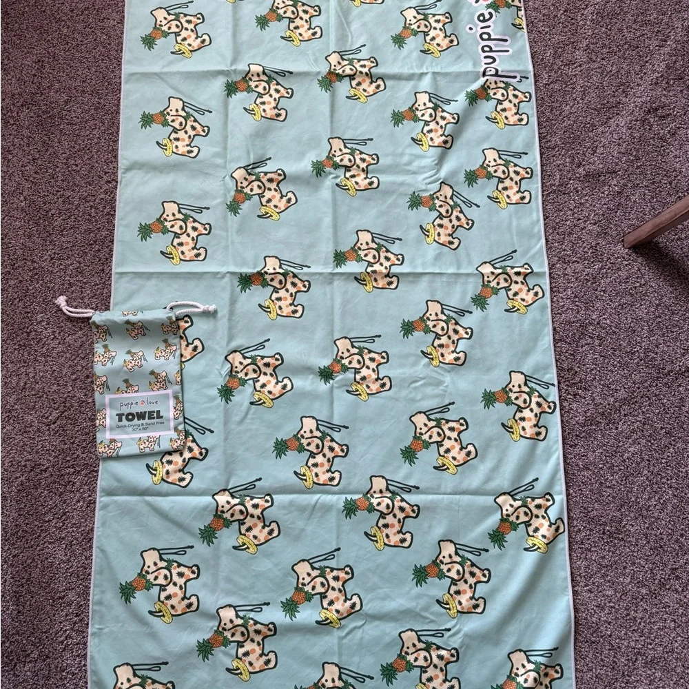 Puppy Love Pineapple Dog Beach Towel
